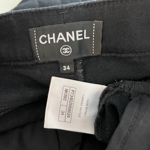 CHANEL 22B BLACK COCO QUILTED PRINT SLIM JEANS SIZE FR 34/ US 2 NWTS! - Picture 16 of 17